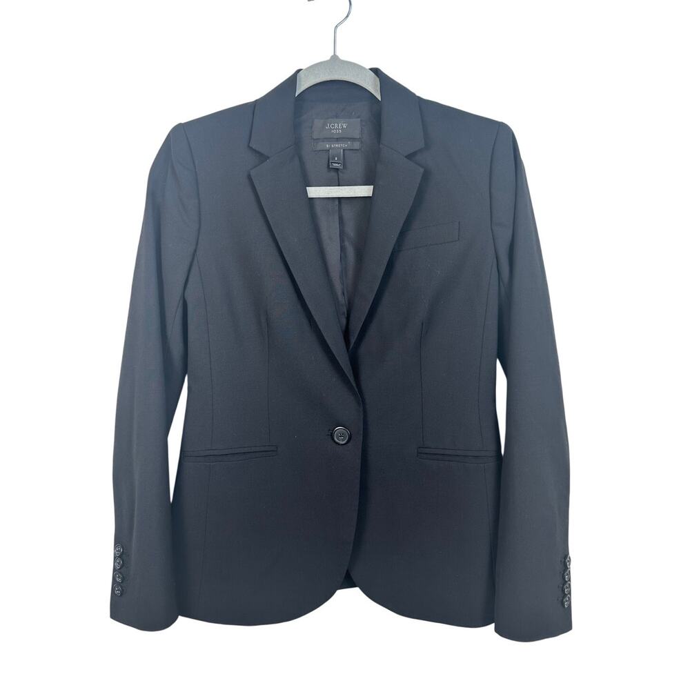 J. Crew 1035‎ Blazer Women 2 Black Excellent Wool Tollegno Single Button Jacket